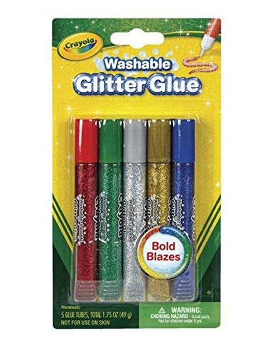 Crayola 5 Count Washable Glitter Glue Bold Blazes