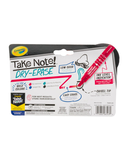 Crayola 4 Count Take Note Broad Line Dry Erase Markers