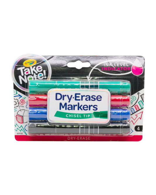 Crayola 4 Count Take Note Broad Line Dry Erase Markers