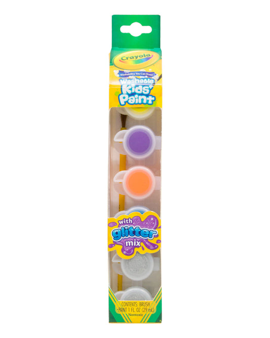 Crayola 6 Count Washable Kids Paint Pots, Glitter Effects