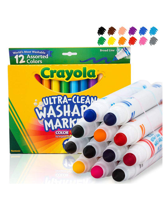 Crayola 12 Count Ultra Clean Washable Assorted Broad Line Colormax Markers