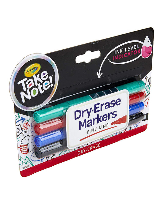 Crayola 4 Count Take Note Fine Line Dry Erase Markers Colored