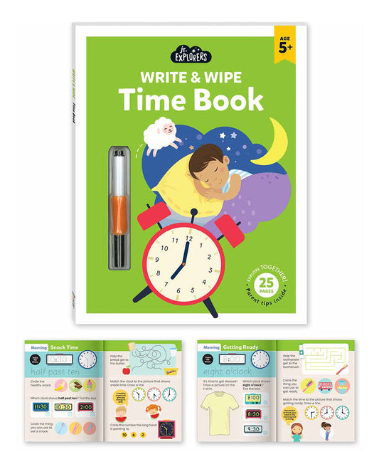 Hinkler Junior Explorers Write & Wipe Time Book