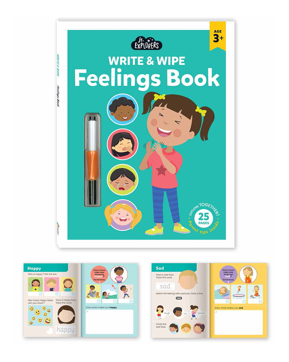 Hinkler Junior Explorers Write & Wipe Feelings Book