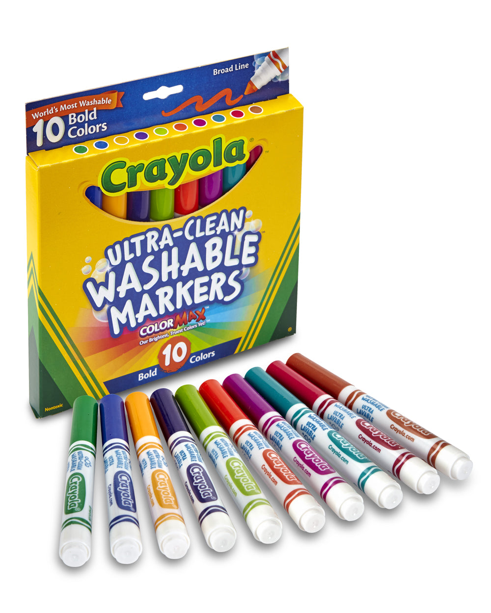 Crayola Ultra Clean Washable Bold, Broad Line, Color Max Markers Pack of 10