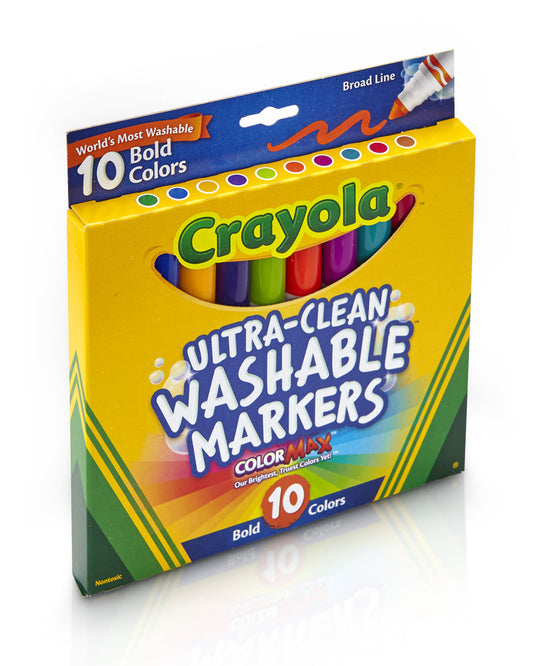 Crayola Ultra Clean Washable Bold, Broad Line, Color Max Markers Pack of 10