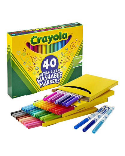 Crayola Ultra Clean Washable Assorted Fine Line Color Max Markers Pack of 40