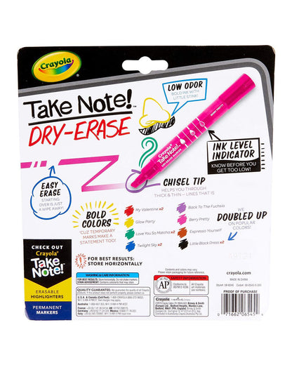 Crayola Take Note! Broad Line Dry Erase Markers Colored Pack of 12