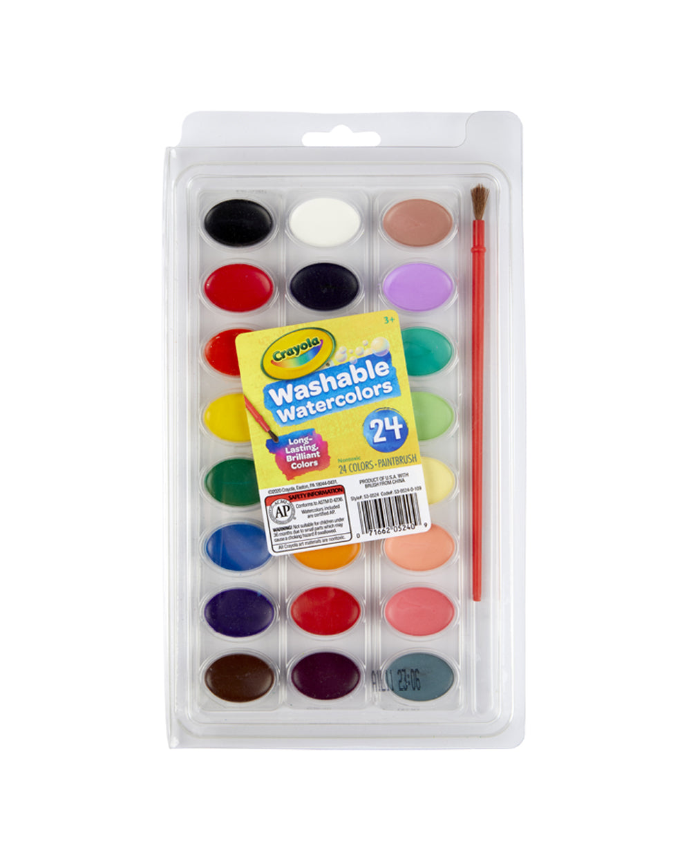 Crayola 24 Pieces Washable Watercolors with Brush