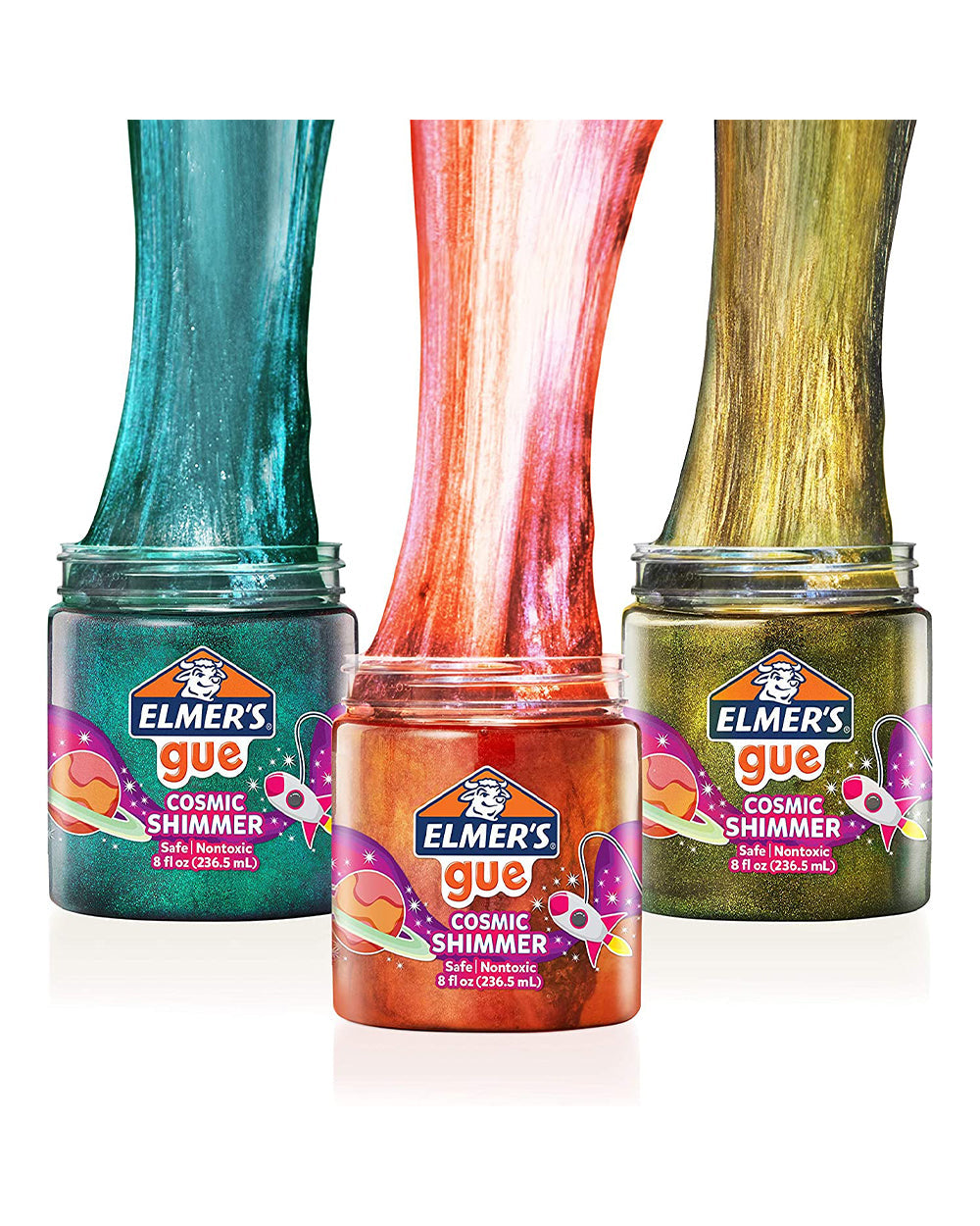 Elmer's Gue Premade Slime Cosmic Shimmer Glitter Slime Pack of 3