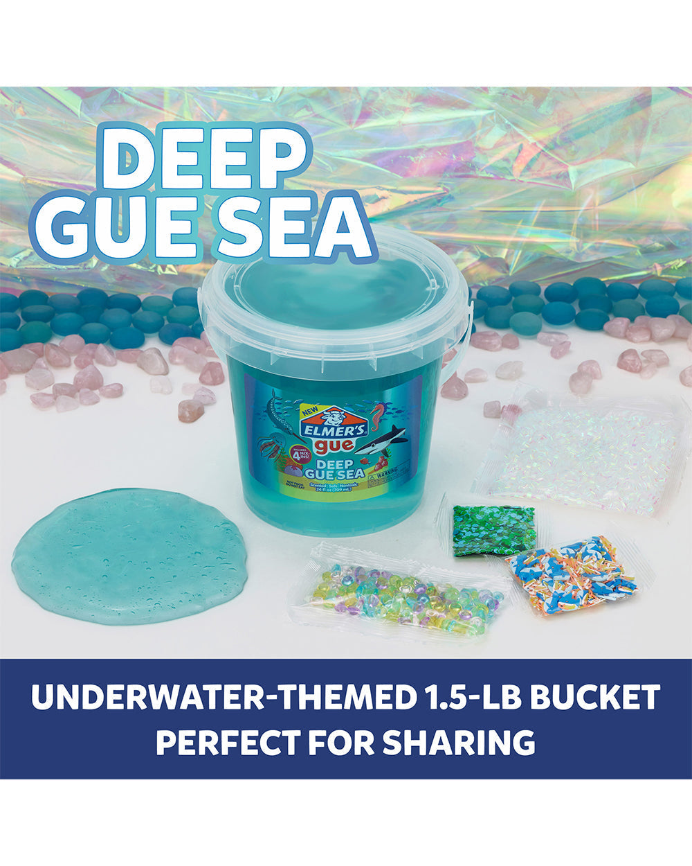 Elmer’s 680ML Gue Pre Made Slime Deep Gue Sea Blue Clear Slime Bucket