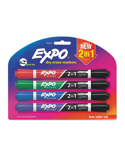 Expo 2 in 1 Dry Erase Markers Pack of 4