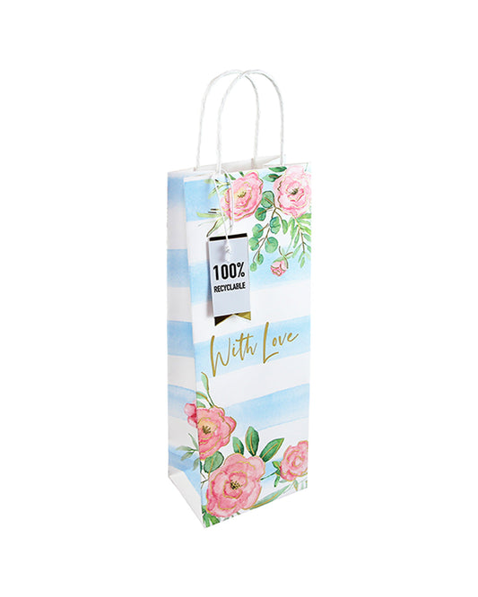 Eurowrap Floral Stripe Bottle Gift Bag