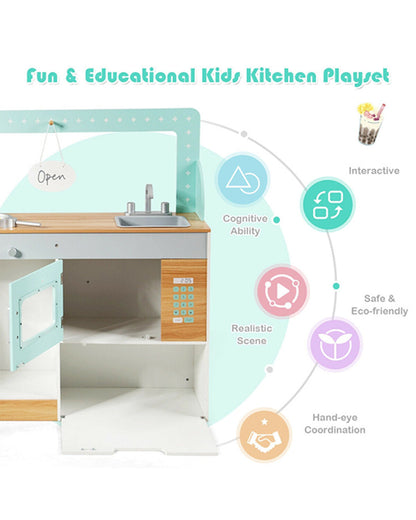 Cost Way 2 in 1 Kids Wooden Pretend Cooking Playset Toy