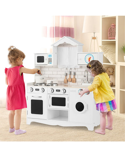 Cost Way Wooden Kids Kitchen with Washing Machine White