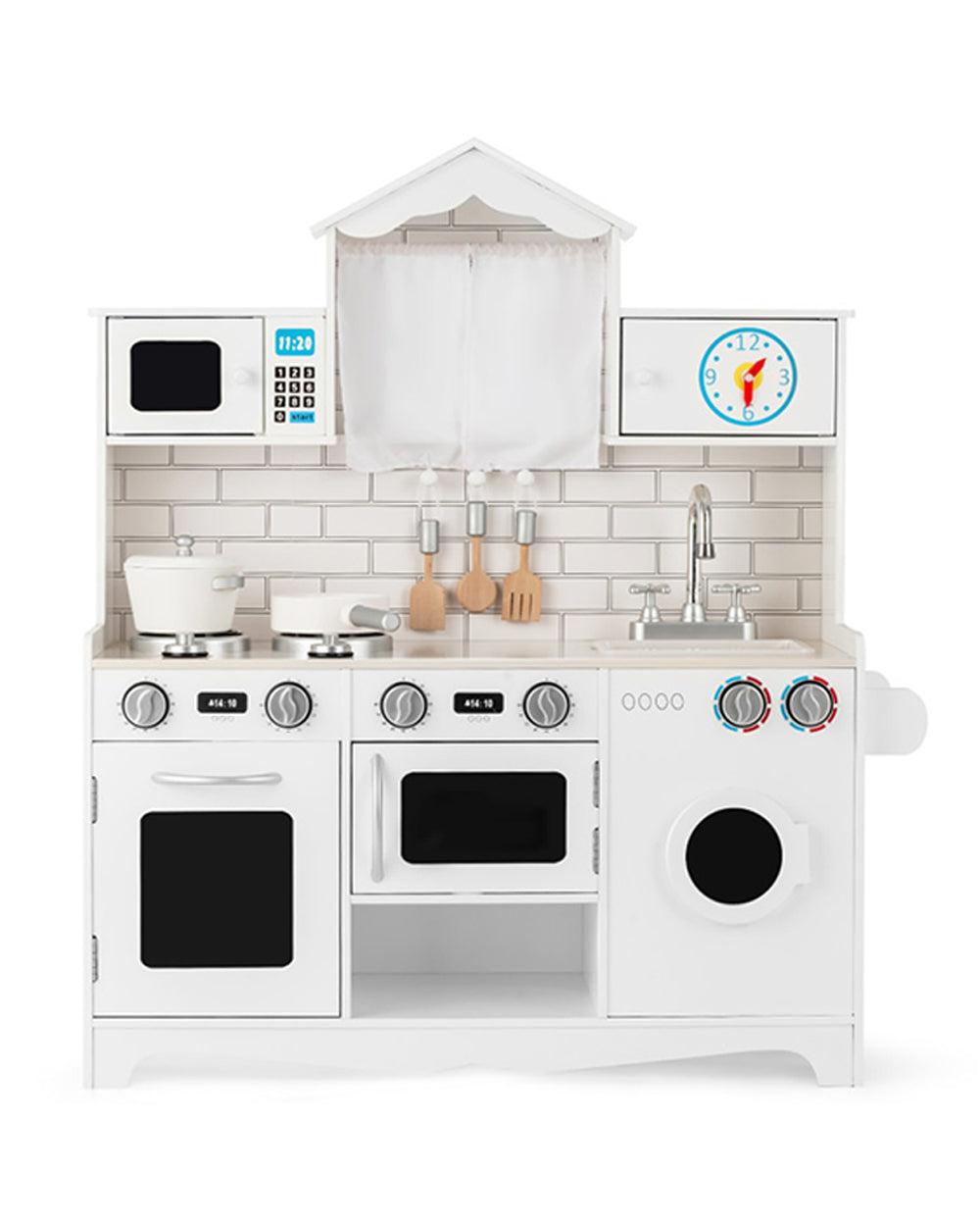 Cost Way Wooden Kids Kitchen with Washing Machine White