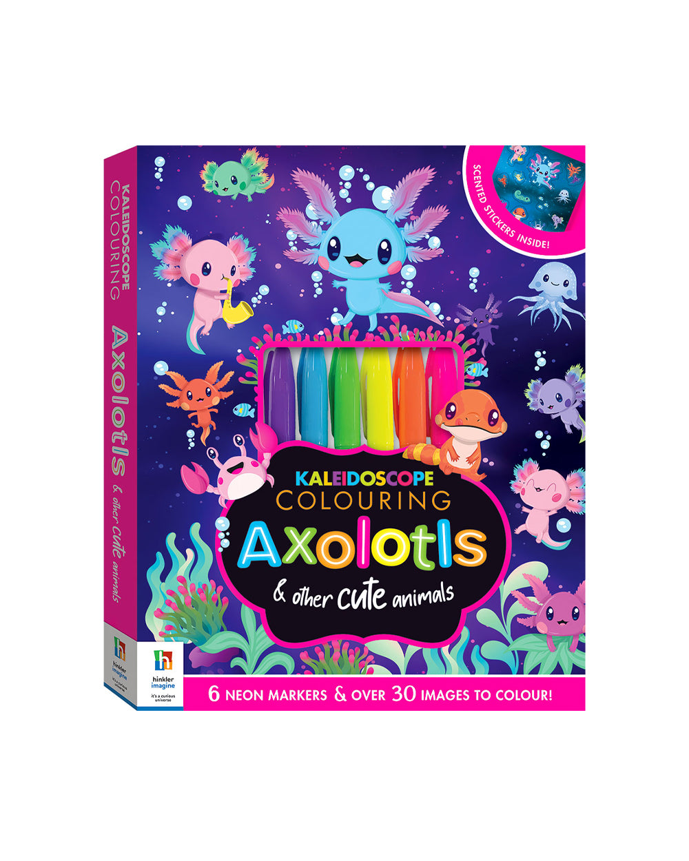 Hinkler Kaleidoscope Coloring Kit Axolotls