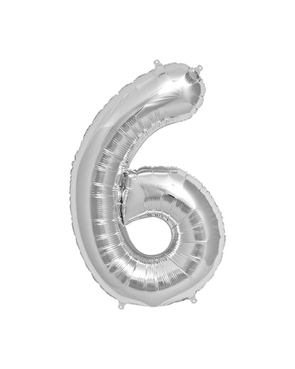 Ballunar Number 6 Silver Foil Balloon 65cm