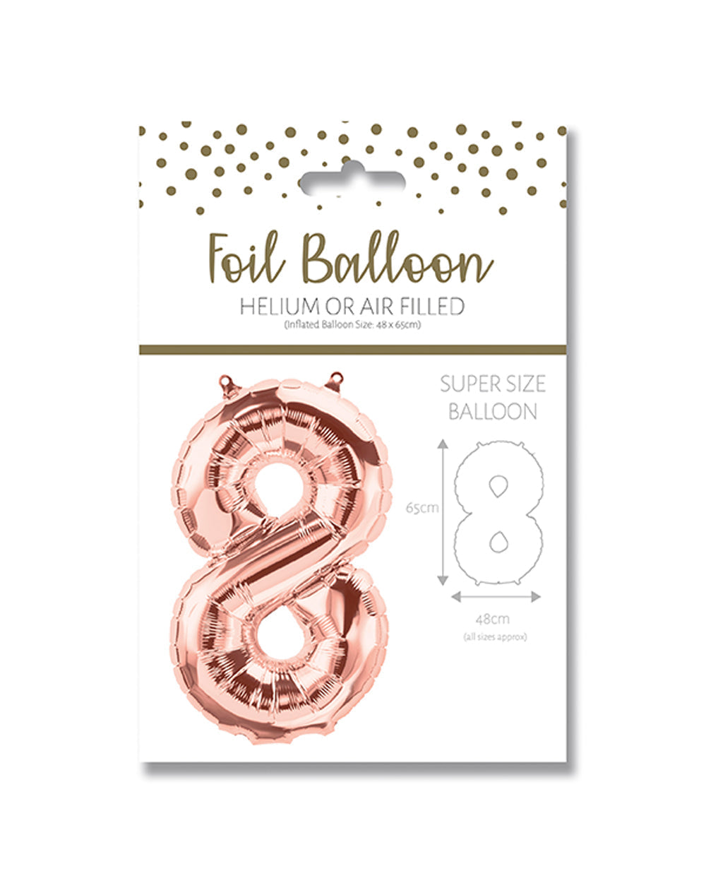 Ballunar Number 8 Gore Gold Foil Balloon 65cm