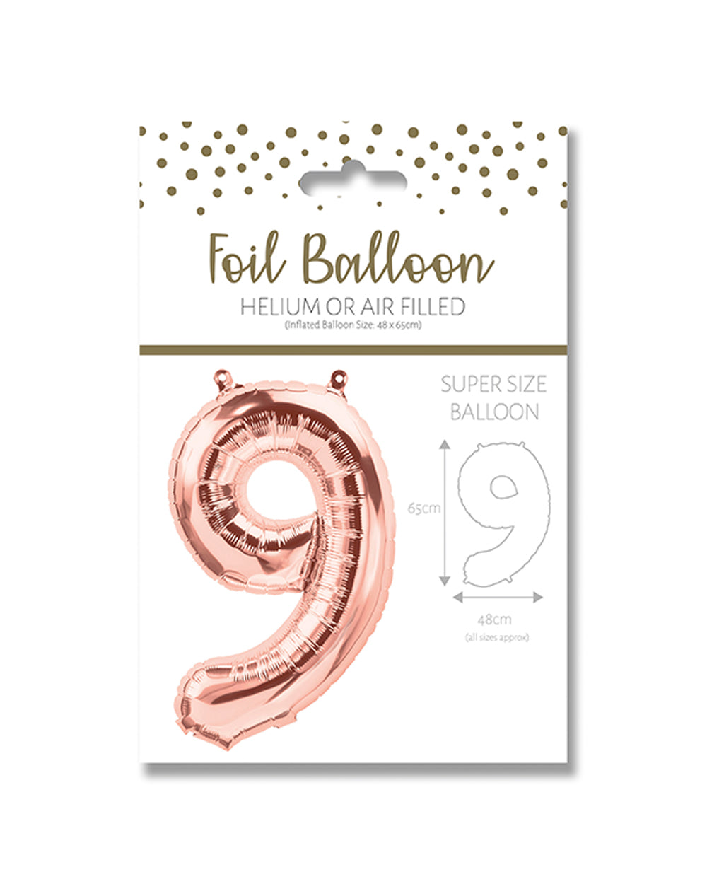 Ballunar Number 9 Gore Gold Foil Balloon 65cm