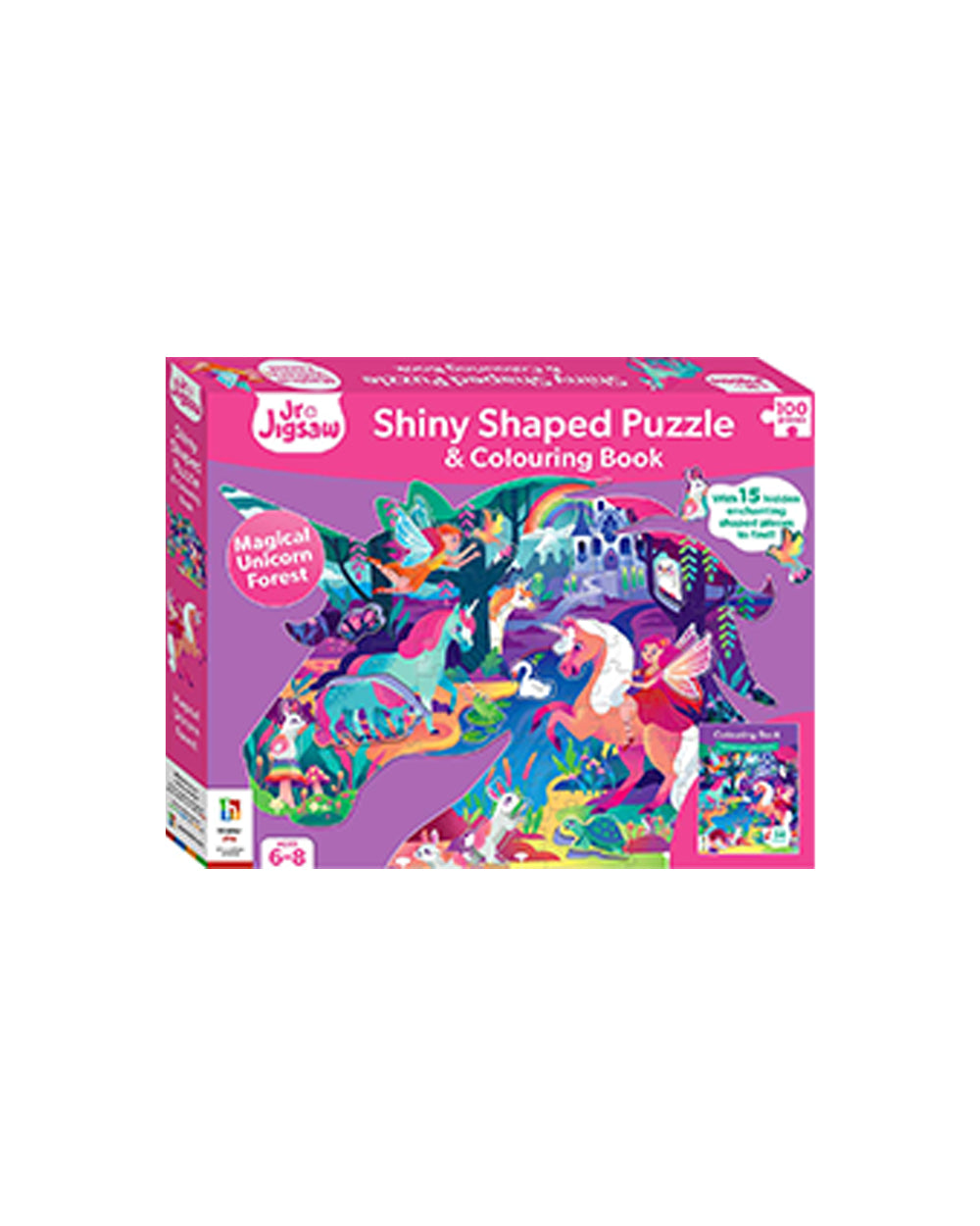 Hinkler Magical Unicorn Forest Shiny Shaped Puzzle with Book