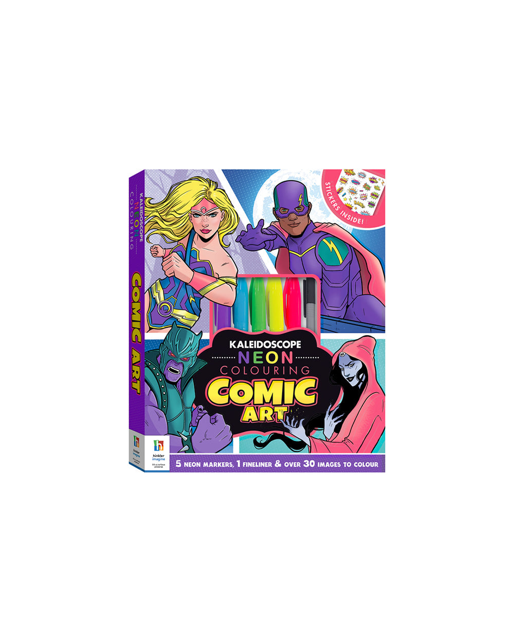 Hinkler Kaleidoscope Neon Coloring Kit Comic Art